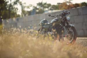 Custom Honda CB550 motorcycle.
