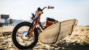 Honda Cub clone with surfboard rack by KRUX