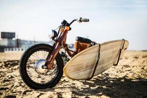 Honda Cub clone with surfboard rack by KRUX