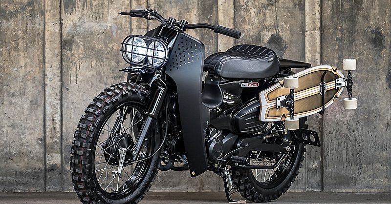 Run the Streets: A Honda Super Cub with a skateboard rack | Bike EXIF