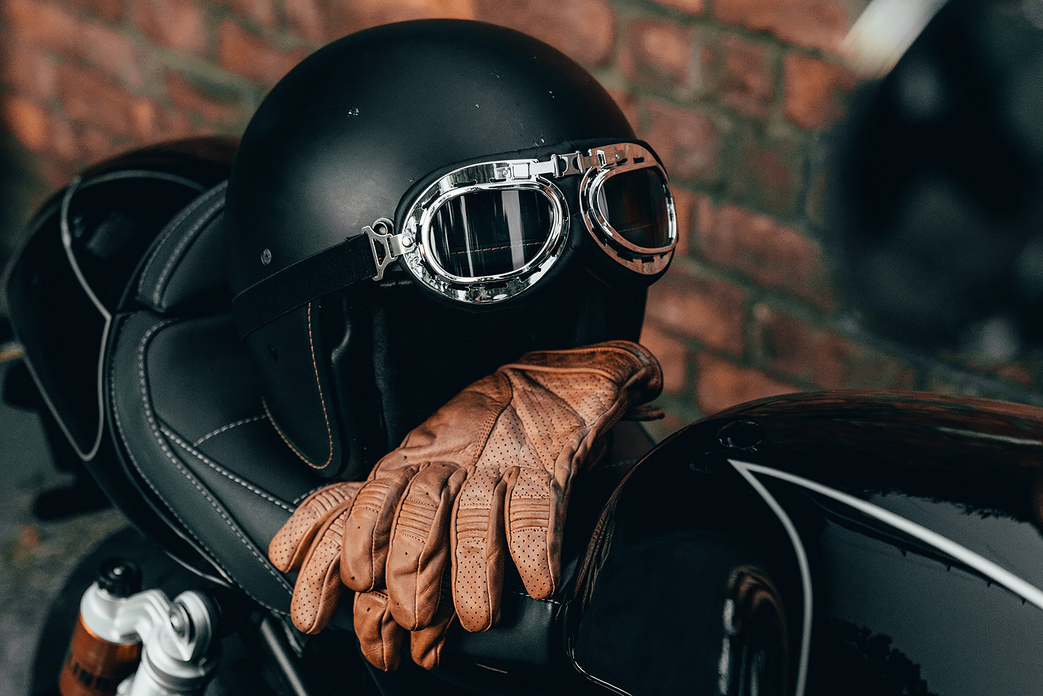 cafe motorcycle gear helmets Penguin Headmaster Racer Retro Helmet - DOT Certified Designed for riders who crave a classic look without compromising on modern Goldtop Motorcycle Gear | Bike