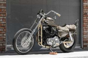 Harley Sportster chopper by 2LOUD Custom for Taiwanese pop star Yellow