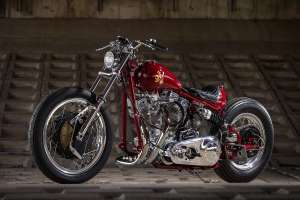 1978 Harley-Davidson FLH chopper with custom frame, by Fatech